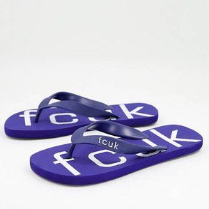 FCUK French Connection  Flips Flops Bright Blue White